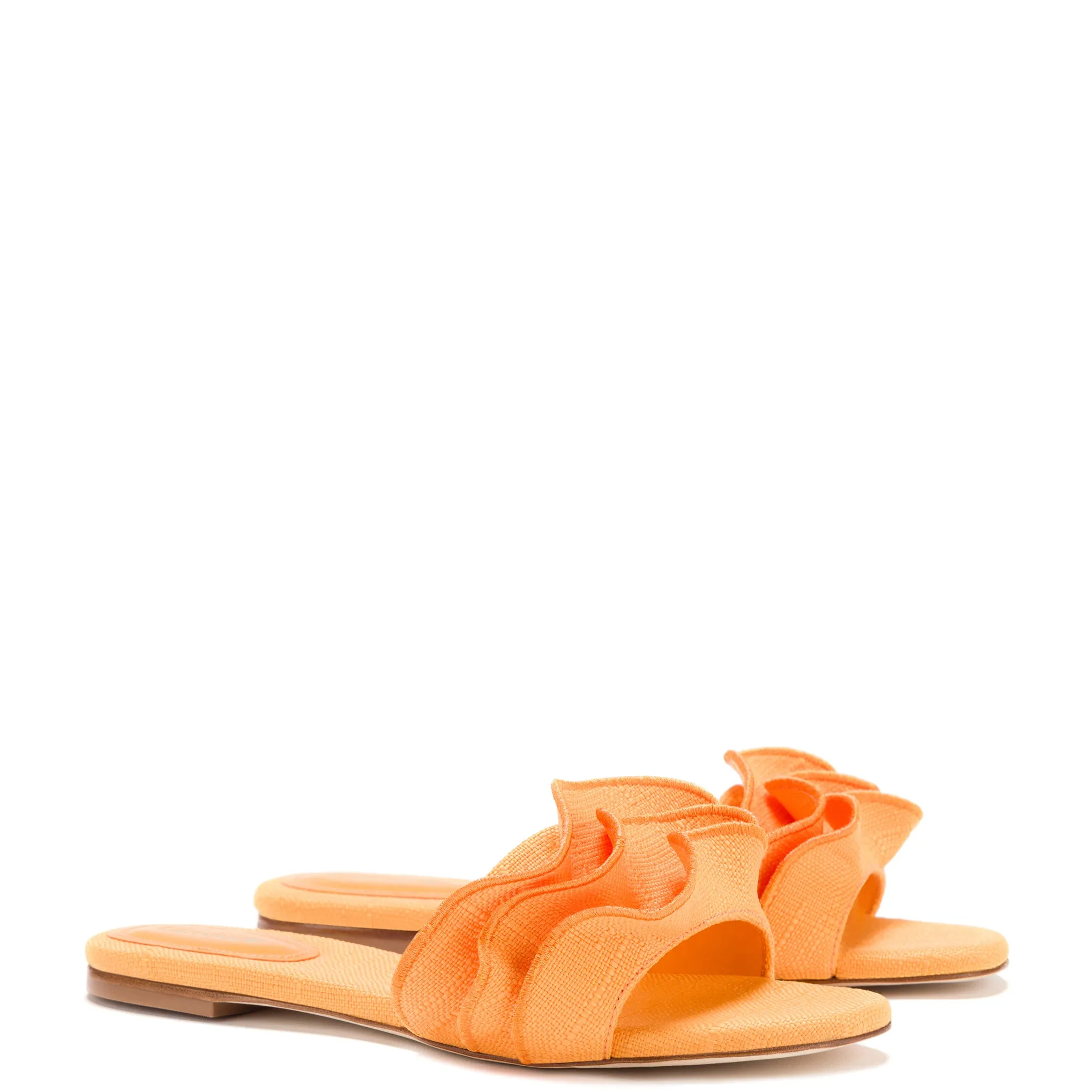 Ivy Ruffle Flat Mule In Mango Raffia sold by Larroude product image thumbnail 2