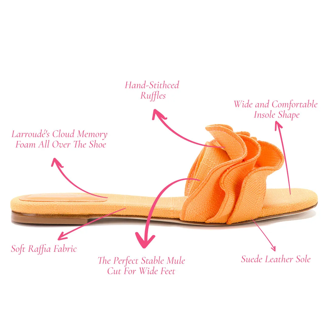 Ivy Ruffle Flat Mule In Mango Raffia sold by Larroude product image thumbnail 5