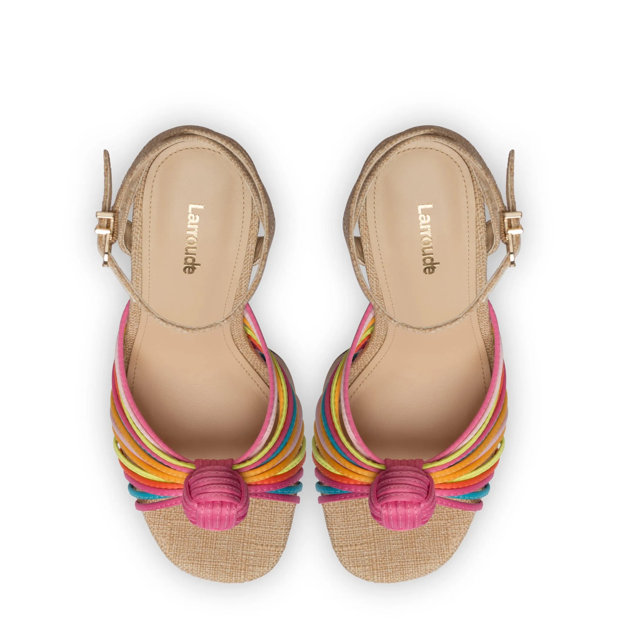 Valerie Platform Sandal In Multicolor Satin and Raffia sold by Larroude product image thumbnail 3