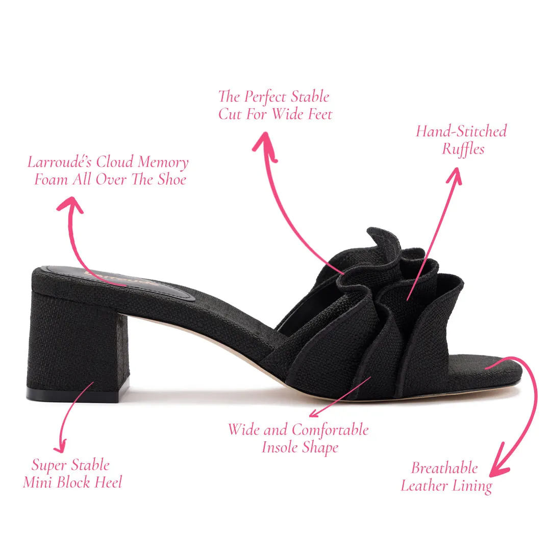 Brigitte Ruffle Mule In Black Raffia sold by Larroude product image thumbnail 5