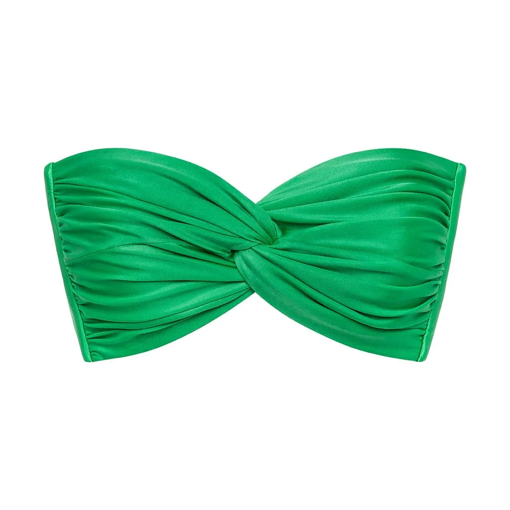 Emerald Shimmer Turban Bikini Top sold by Larroude