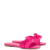 Ivy Ruffle Flat Mule In Pink Raffia sold by Larroude