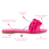 Ivy Ruffle Flat Mule In Pink Raffia sold by Larroude