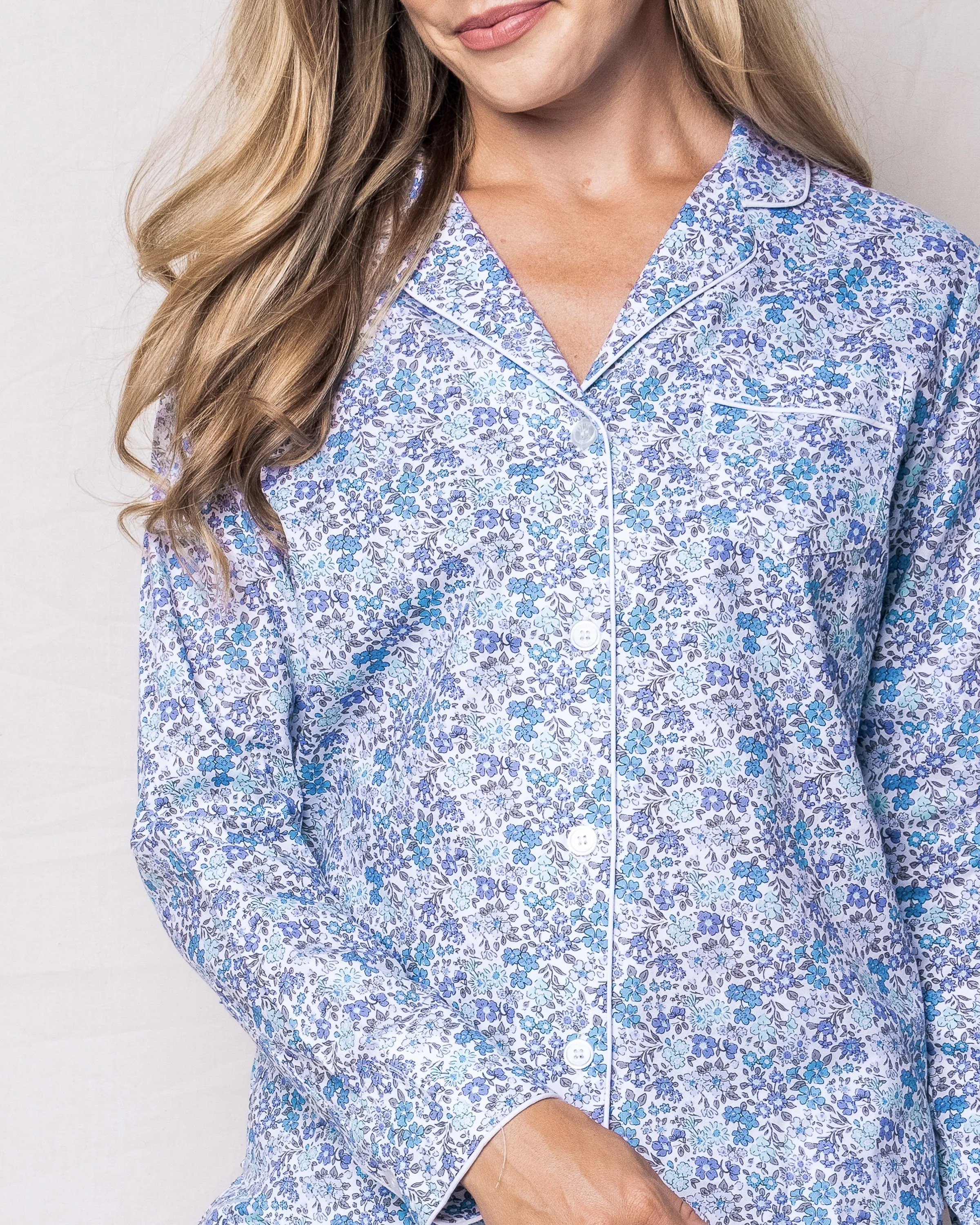 Women's Twill Pajama Set in Fleur D'Azur sold by Larroude product image thumbnail 3