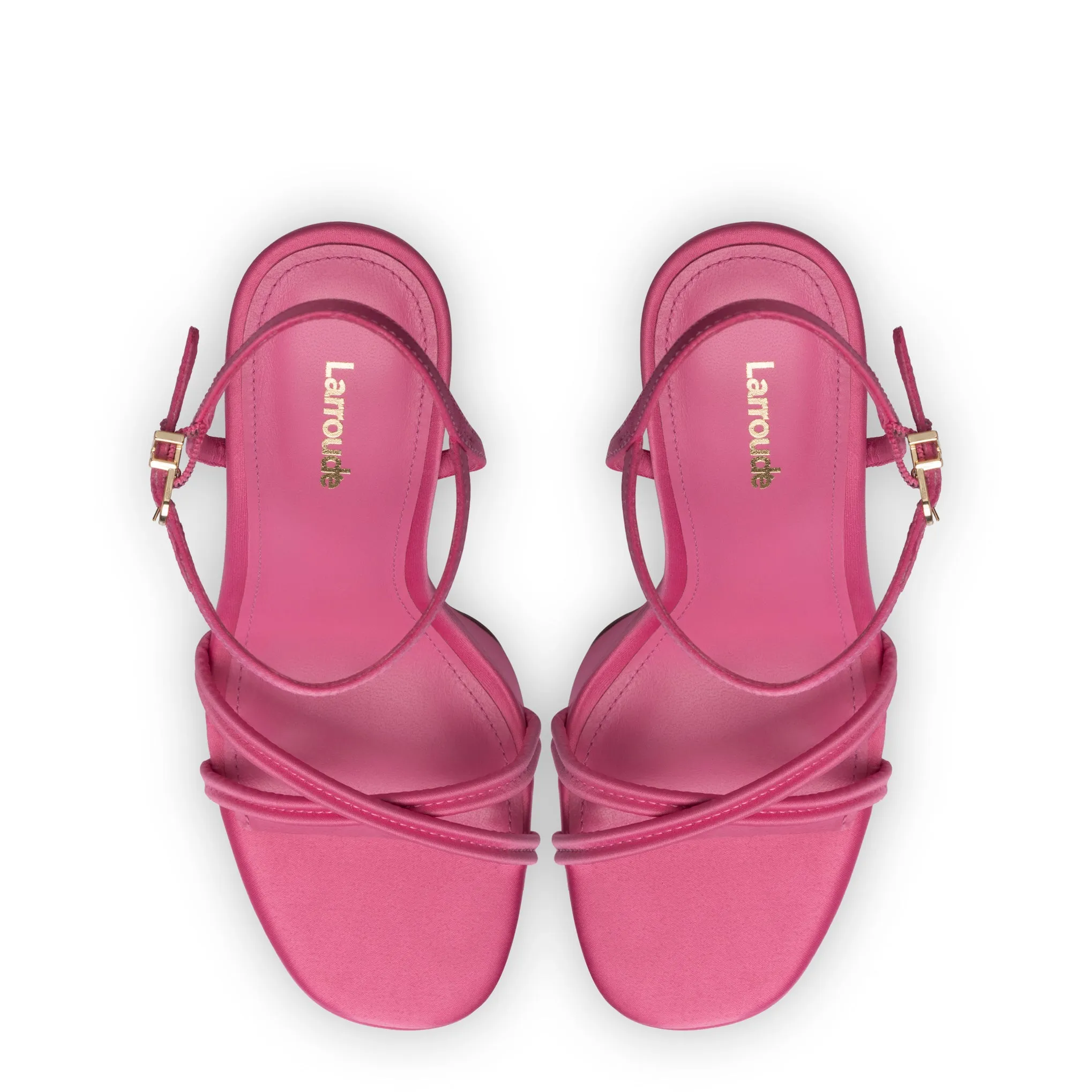 Annie Platform Sandal In Pink Satin sold by Larroude product image thumbnail 3