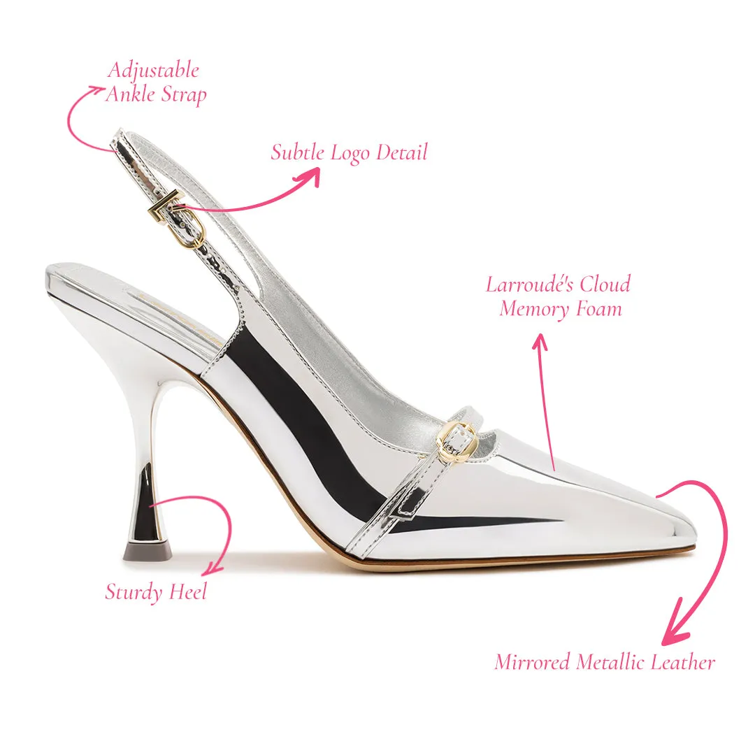Ines Hi Pump in Silver Specchio sold by Larroude product image thumbnail 5
