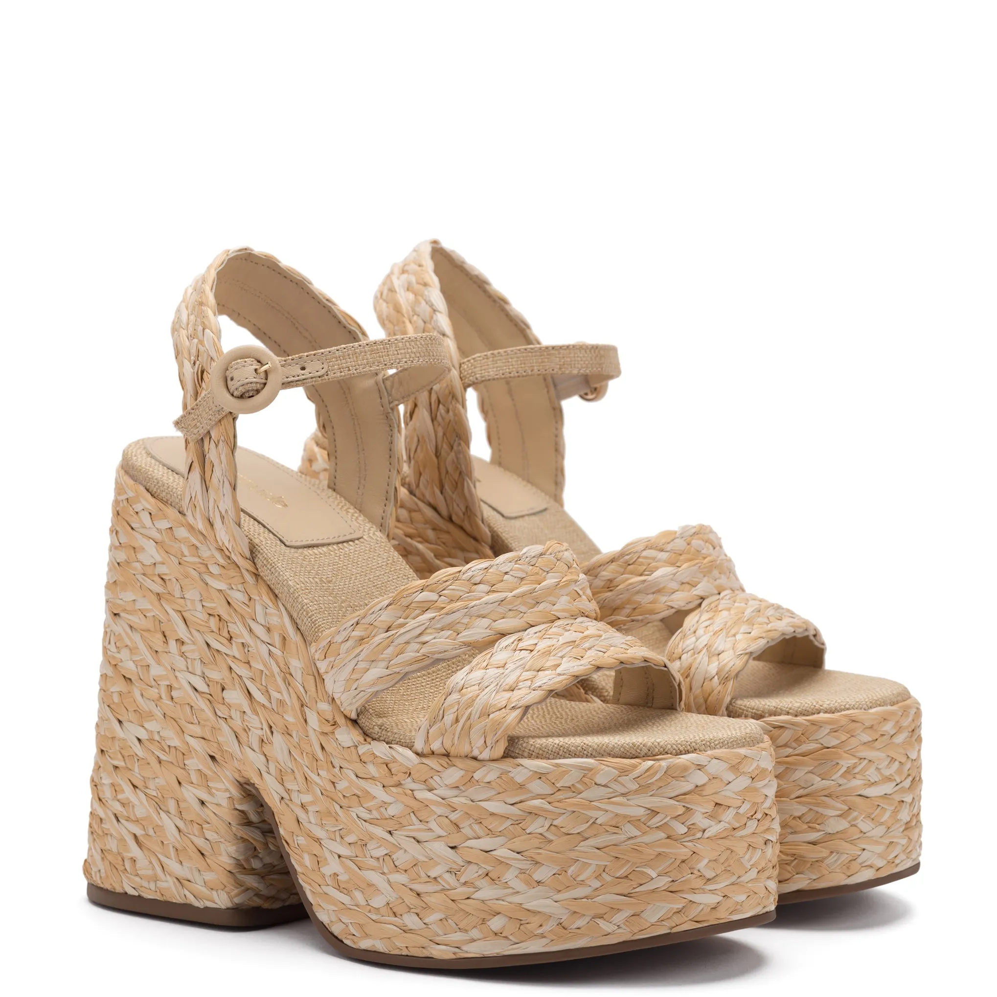 Carmen Platform Sandal In Natural Raffia sold by Larroude product image thumbnail 2