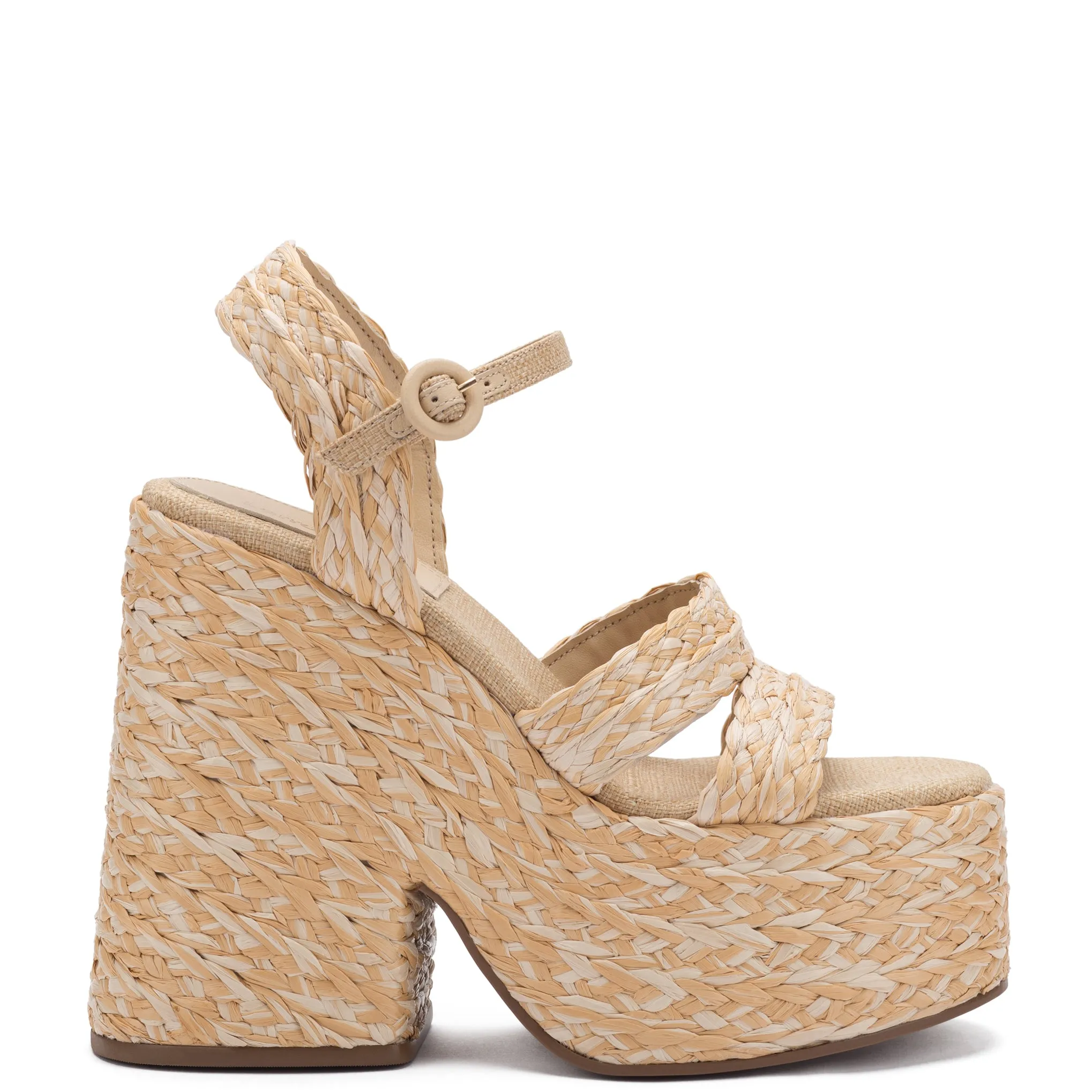 Carmen Platform Sandal In Natural Raffia sold by Larroude