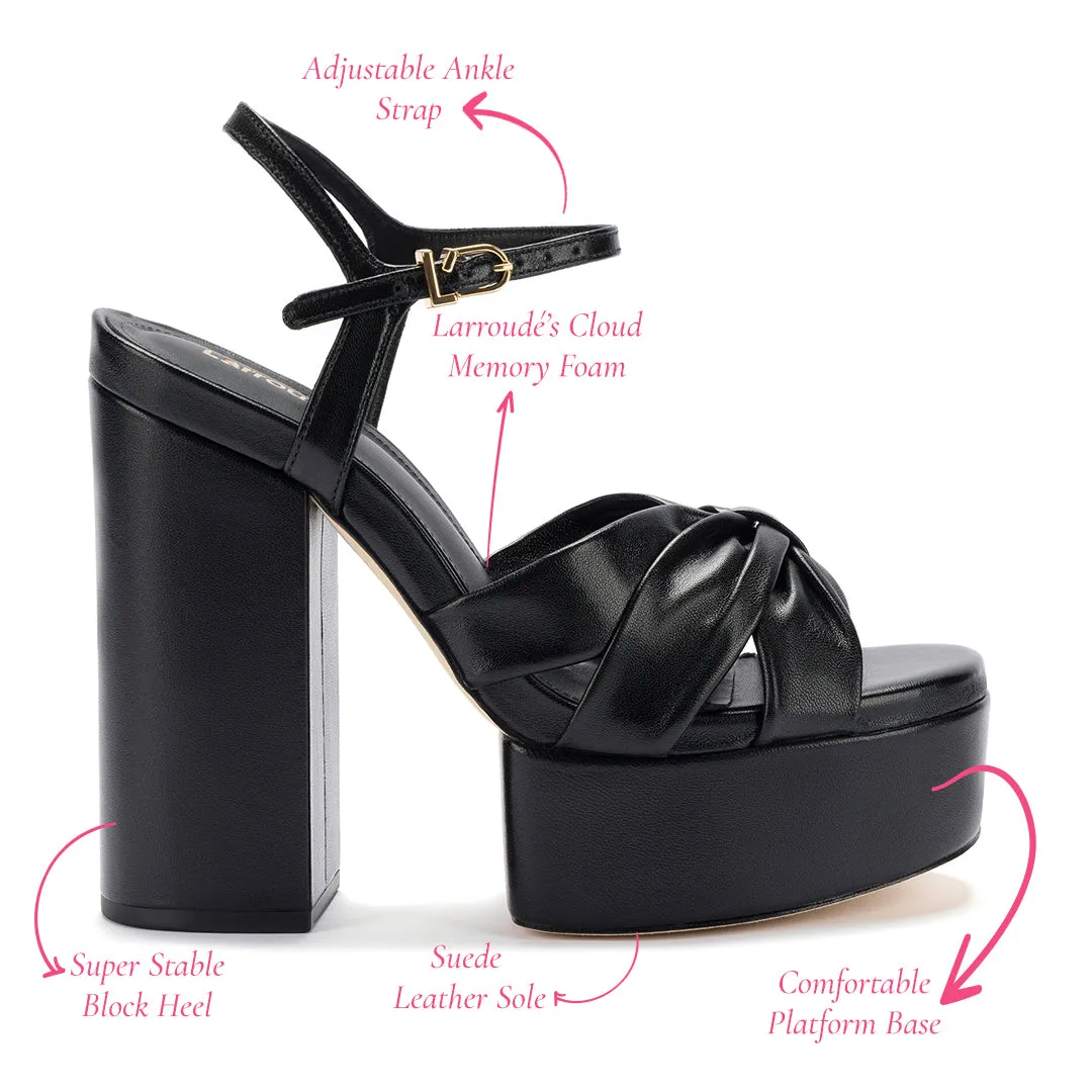 Vivienne Platform Sandal In Black Leather sold by Larroude product image thumbnail 5