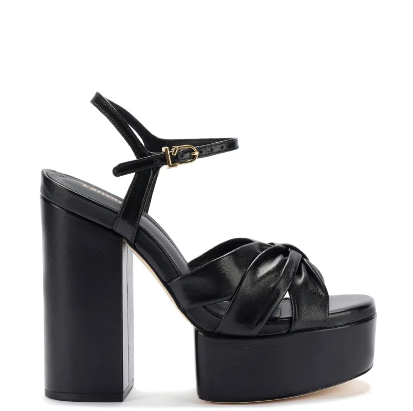 Vivienne Platform Sandal In Black Leather sold by Larroude
