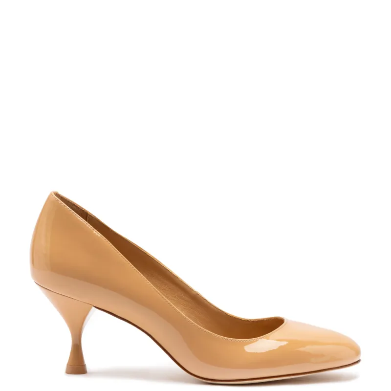 Michelle Lo Pump In Tan Patent Leather sold by Larroude