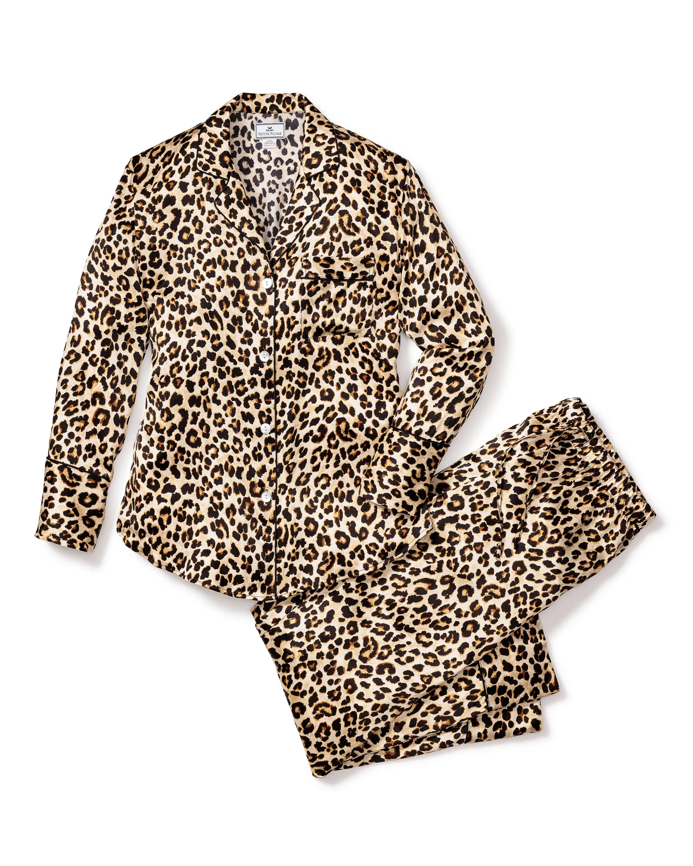 Veronica Beard x Petite Plume Silk Leopard Pajama Set sold by Larroude