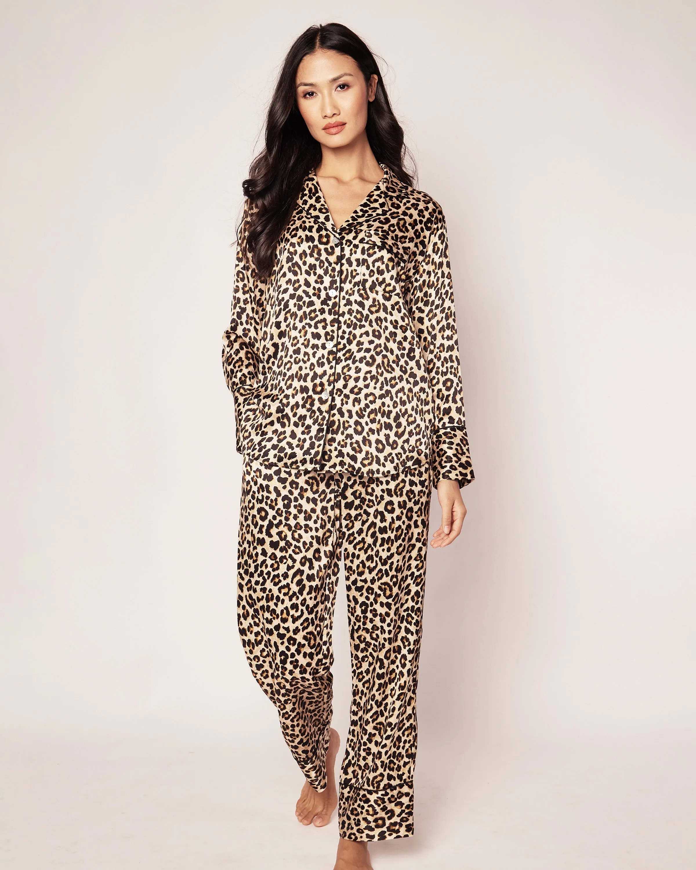 Veronica Beard x Petite Plume Silk Leopard Pajama Set sold by Larroude product image thumbnail 2