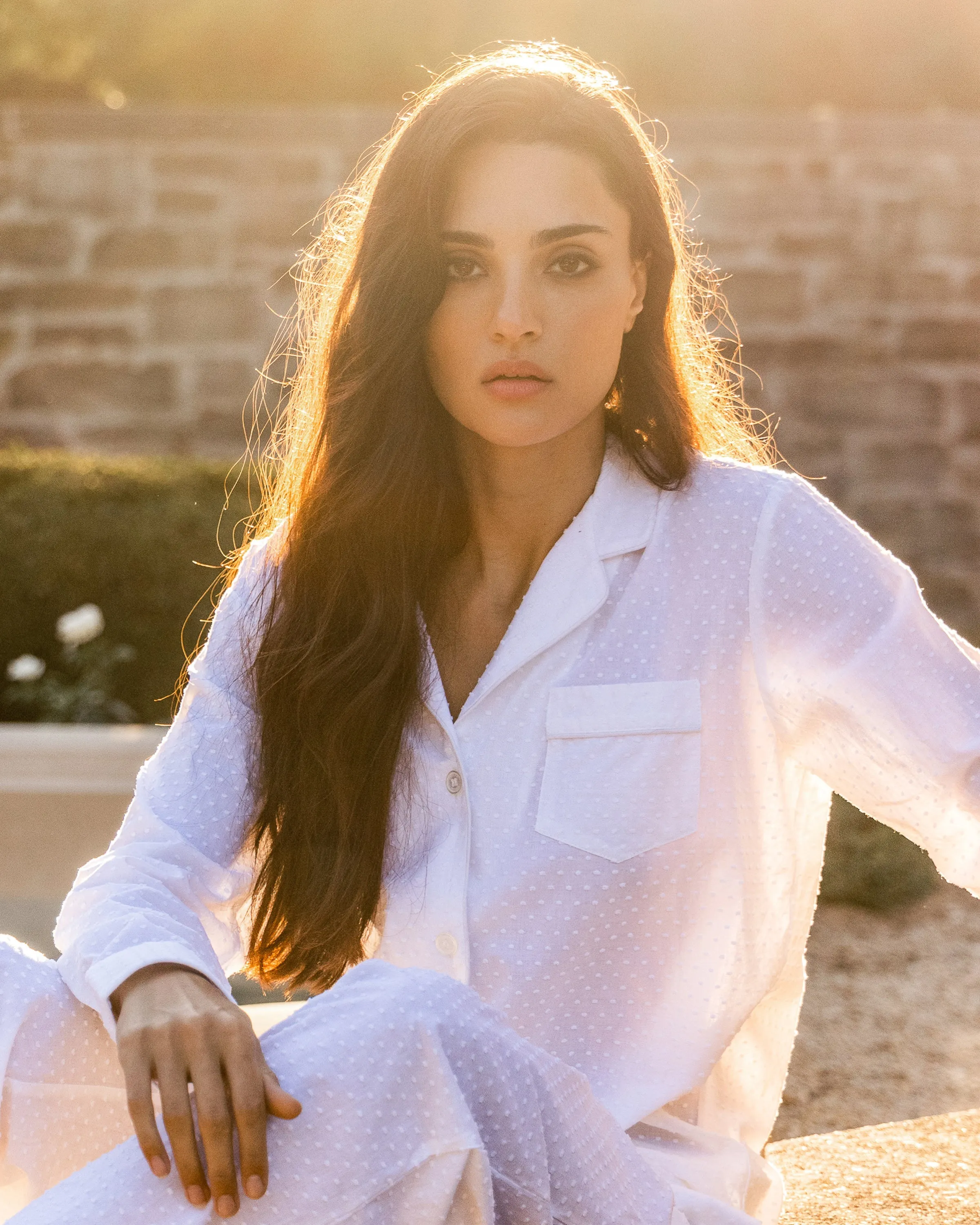 Women's Swiss Dots Pajama Set in White sold by Larroude product image thumbnail 4