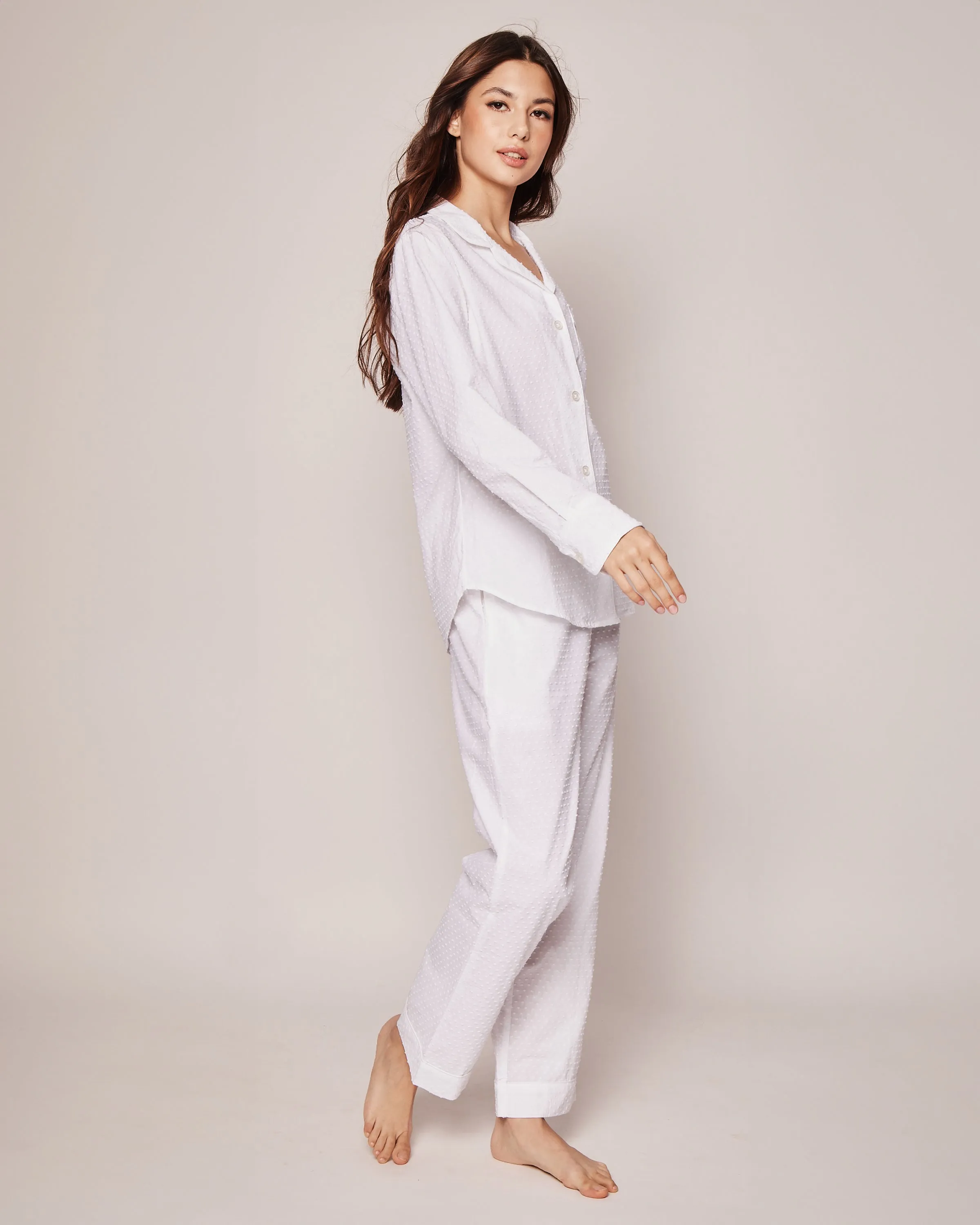 Women's Swiss Dots Pajama Set in White sold by Larroude product image thumbnail 3
