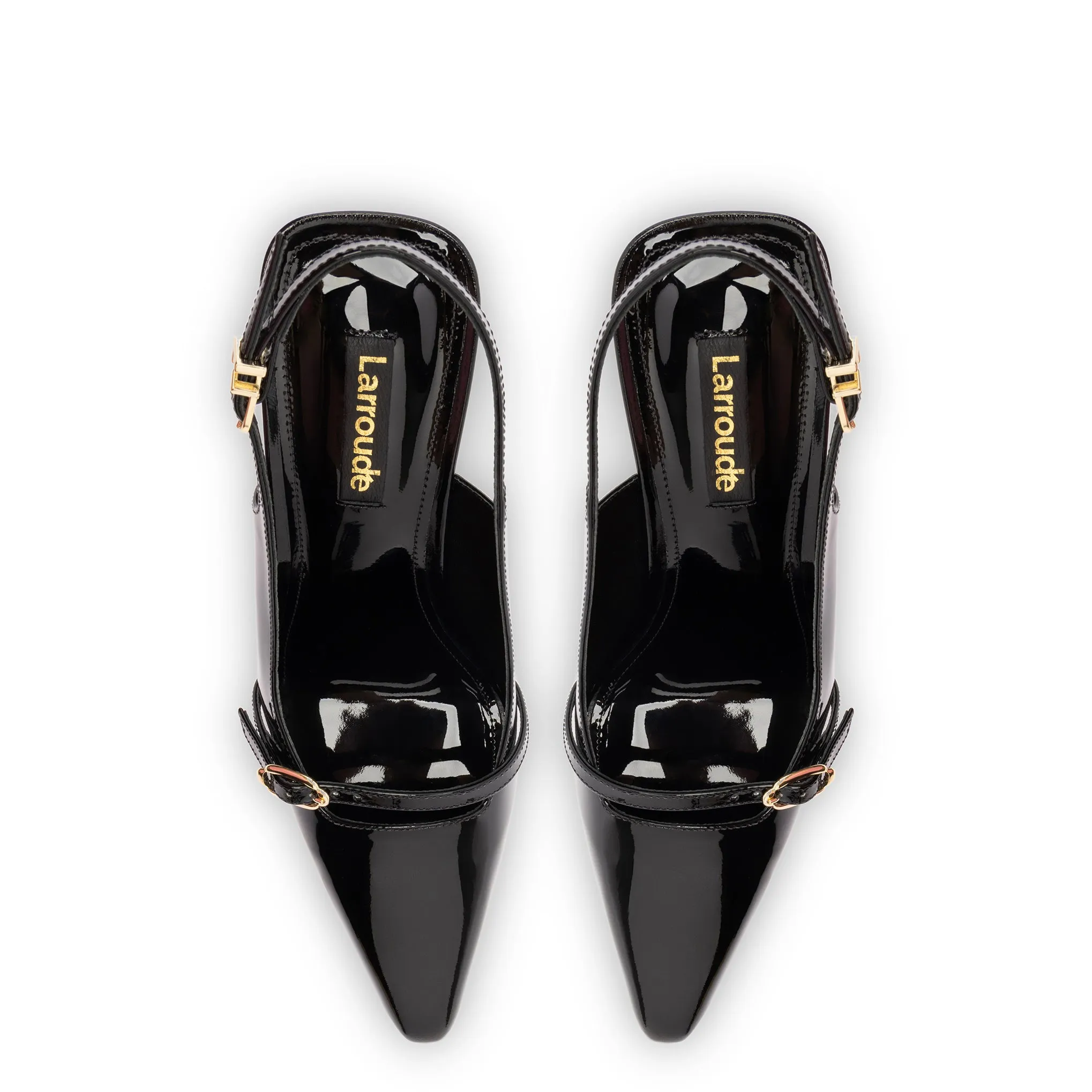 Ines Hi Pump in Black Patent Leather sold by Larroude product image thumbnail 3