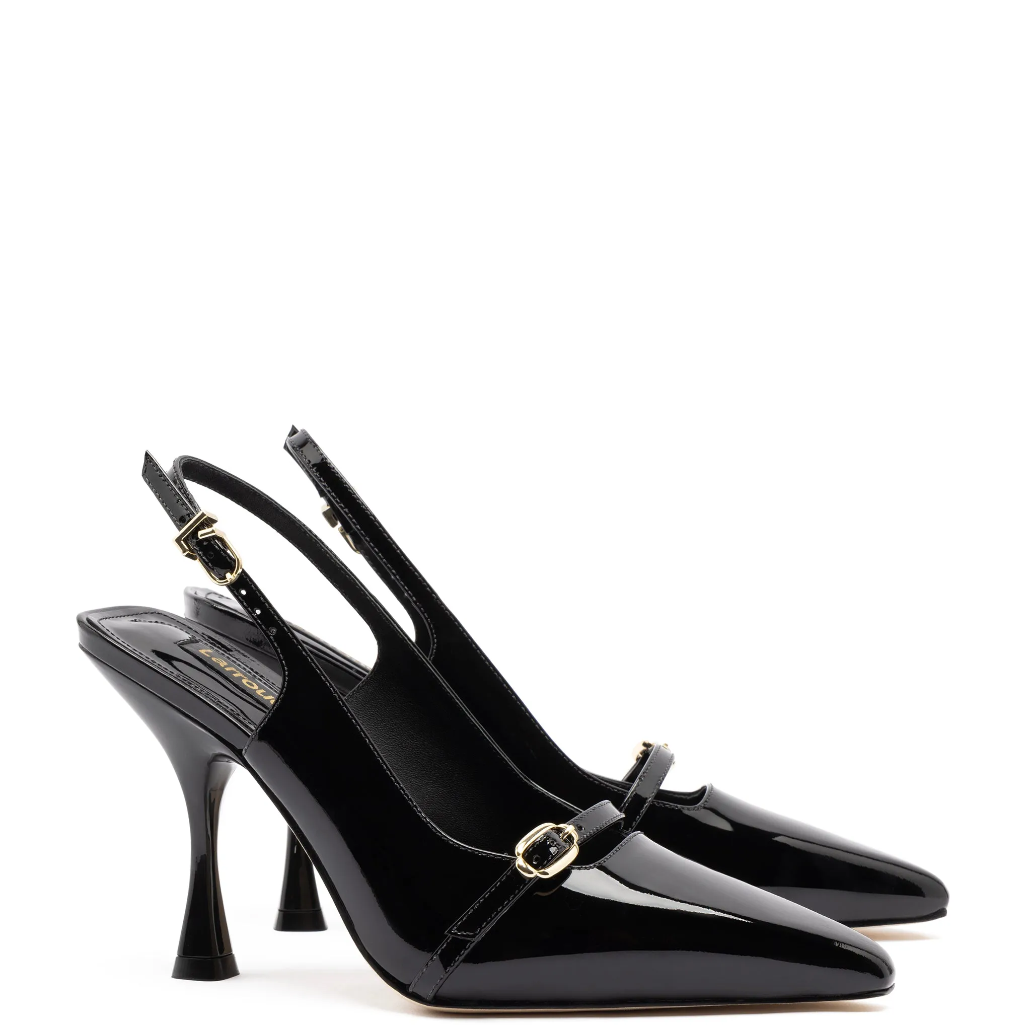 Ines Hi Pump in Black Patent Leather sold by Larroude product image thumbnail 2
