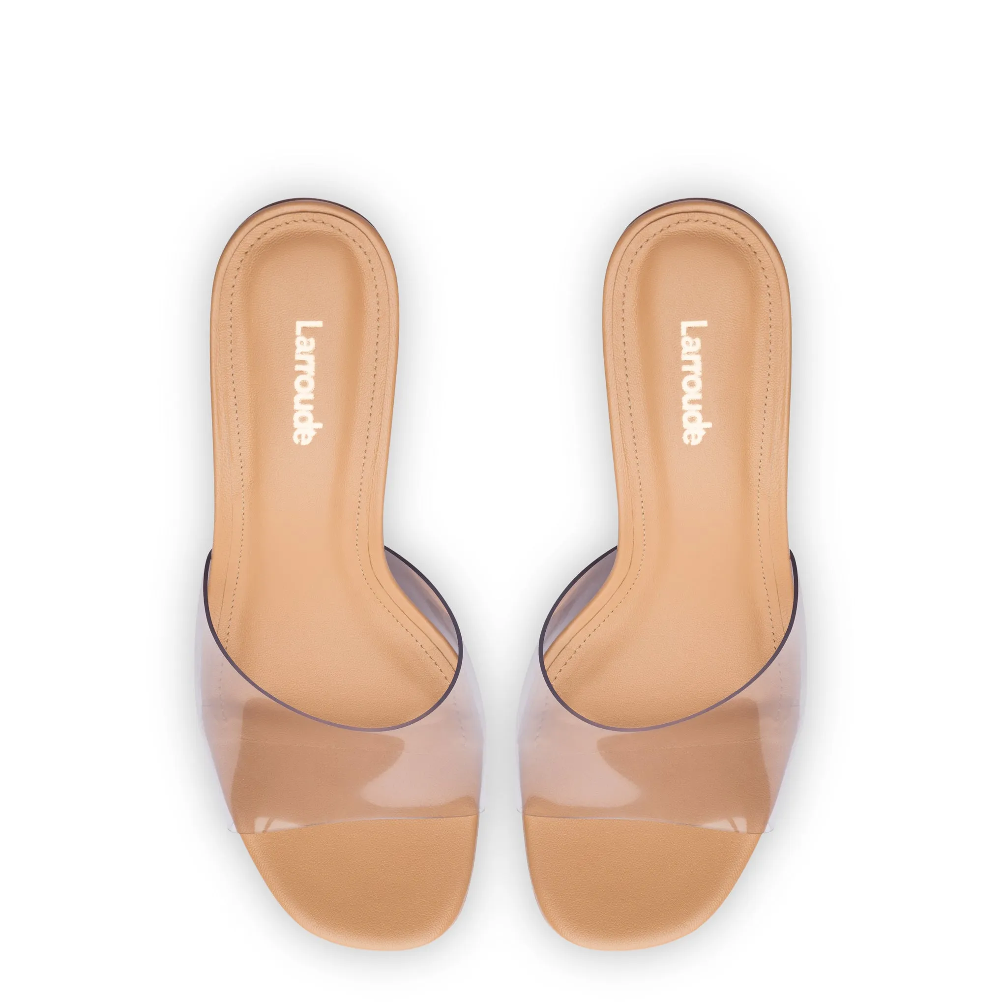 Dolly Lucite Mule In Tan Leather and Vinyl sold by Larroude product image thumbnail 3
