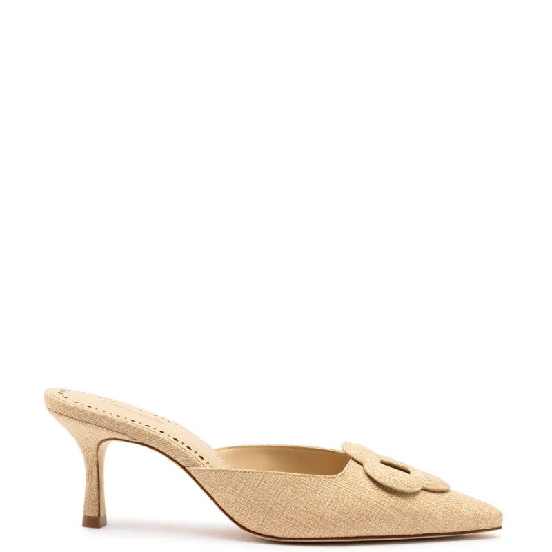 Flora Pump In Beige Raffia sold by Larroude