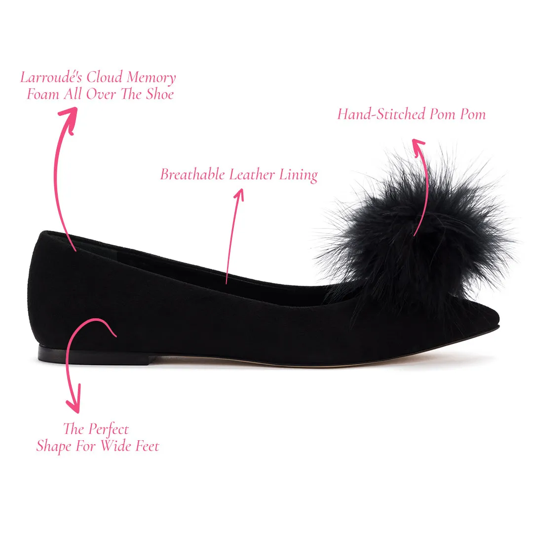 Lee Pompom Flat In Black Suede sold by Larroude product image thumbnail 5