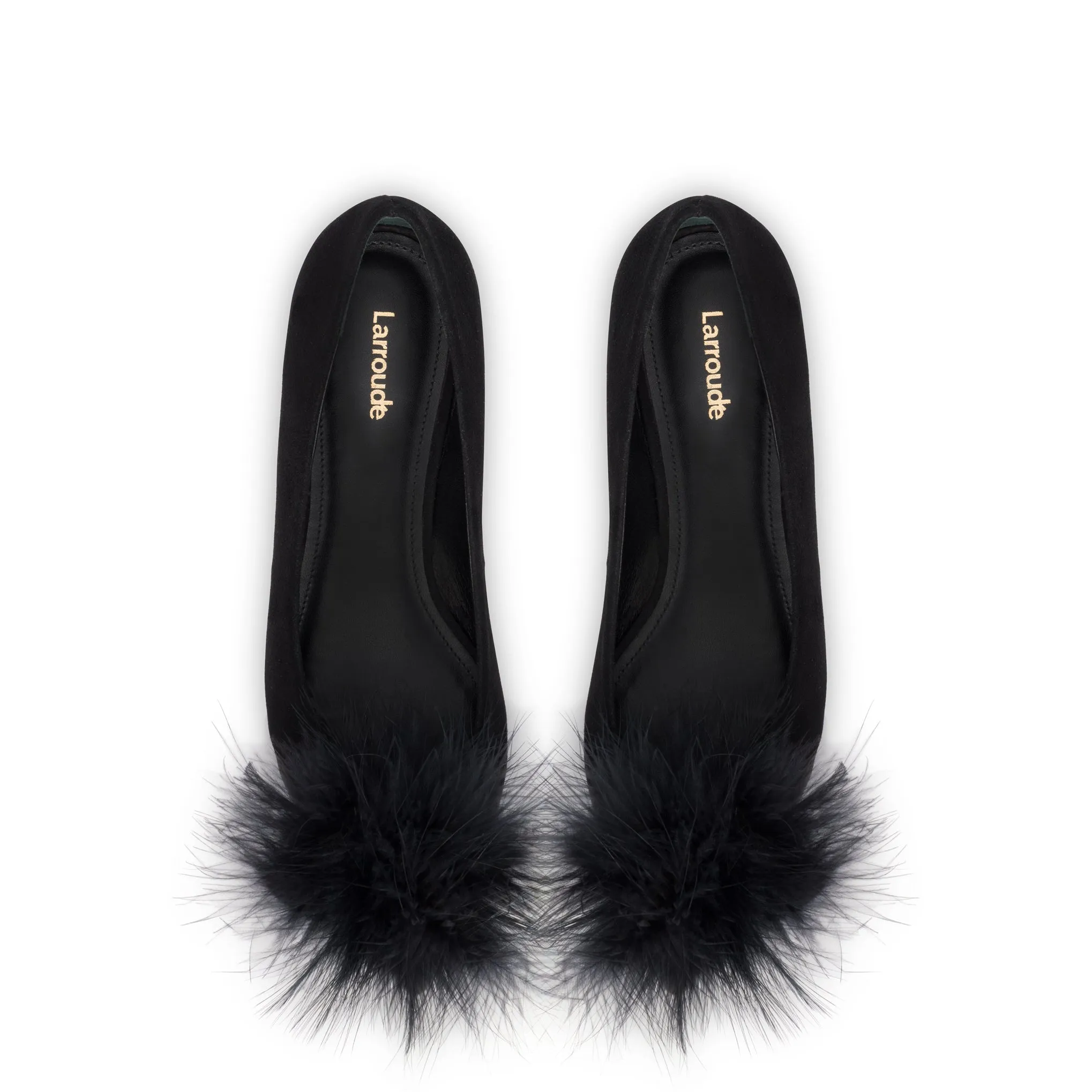 Lee Pompom Flat In Black Suede sold by Larroude product image thumbnail 3