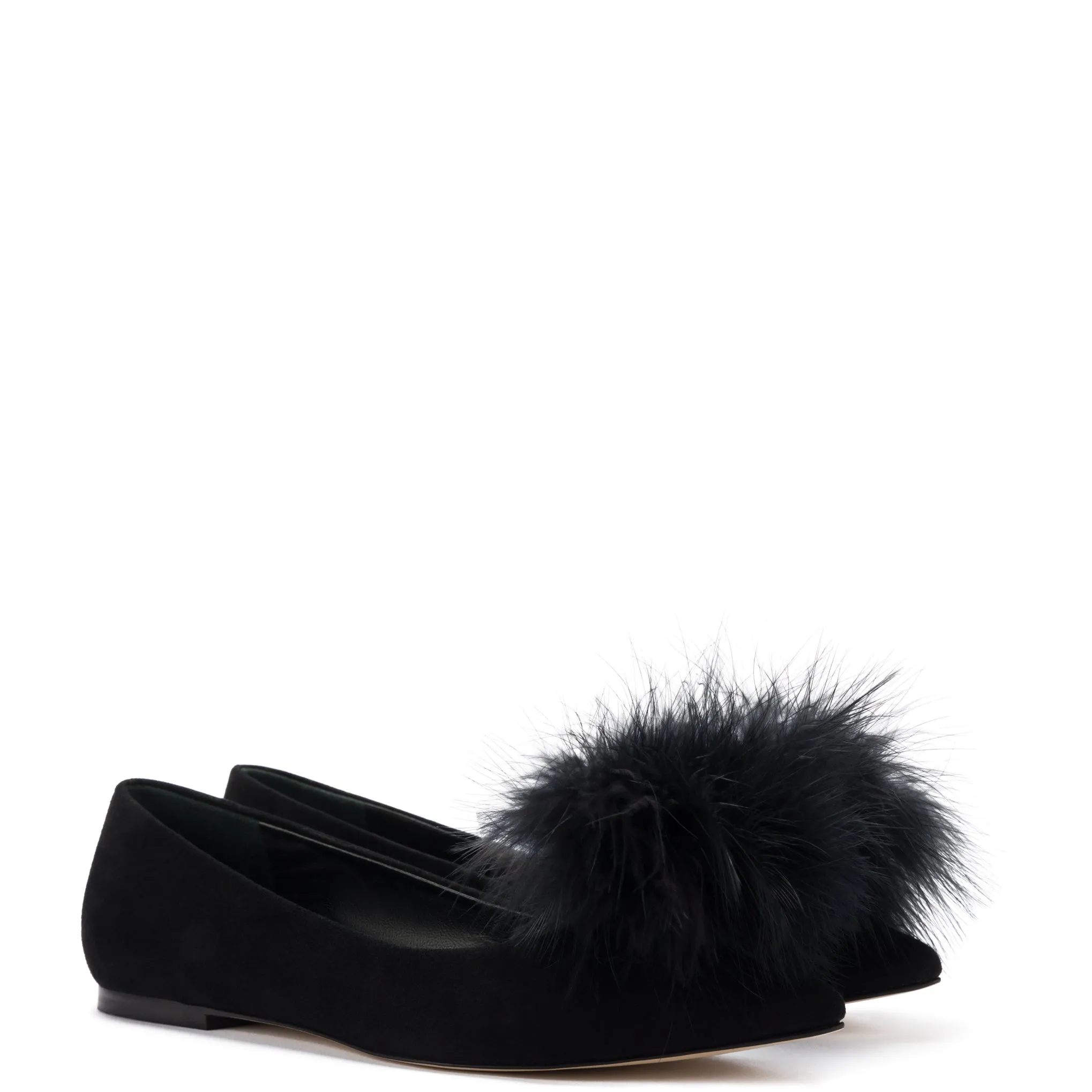 Lee Pompom Flat In Black Suede sold by Larroude product image thumbnail 2
