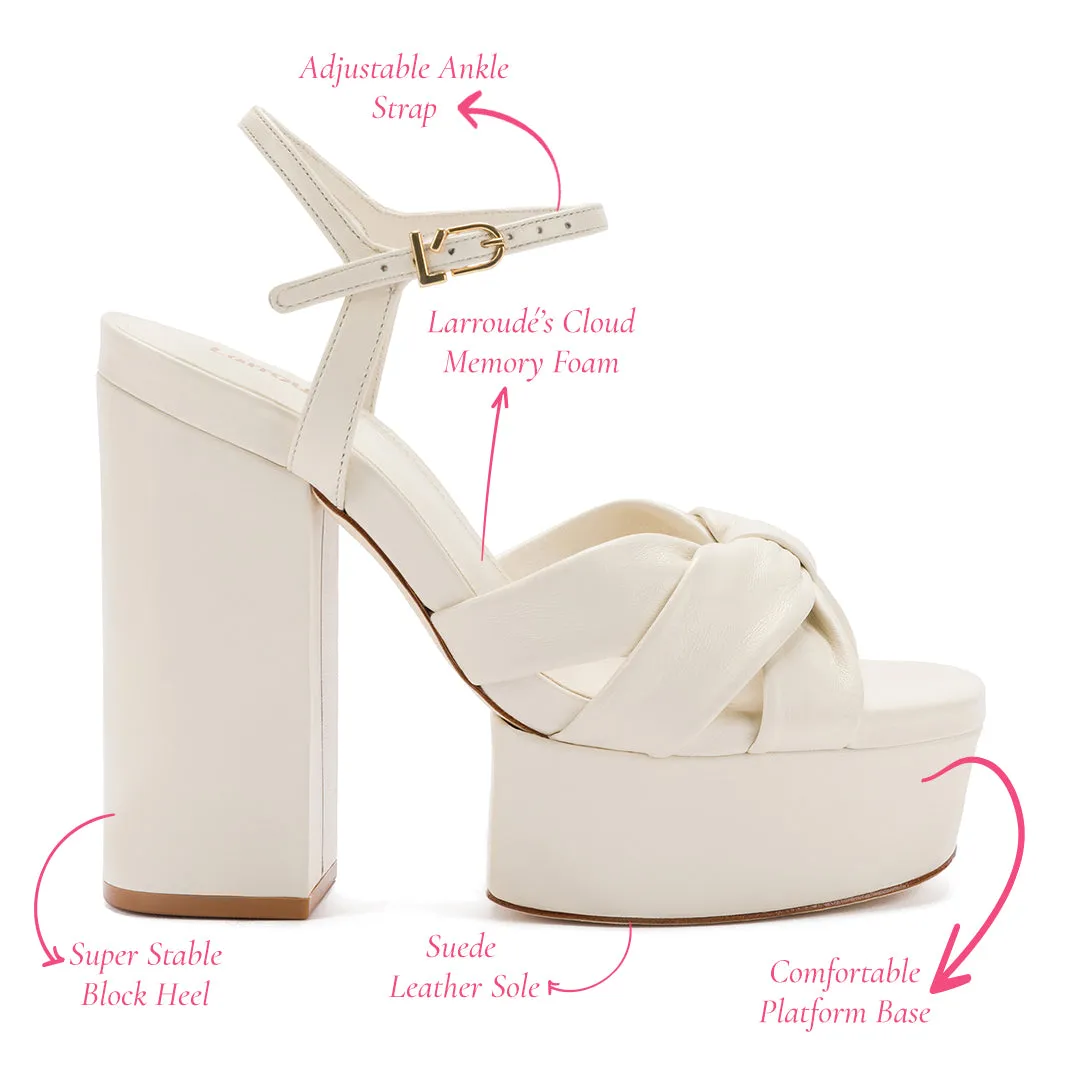 Vivienne Platform Sandal In Ivory Leather sold by Larroude product image thumbnail 5
