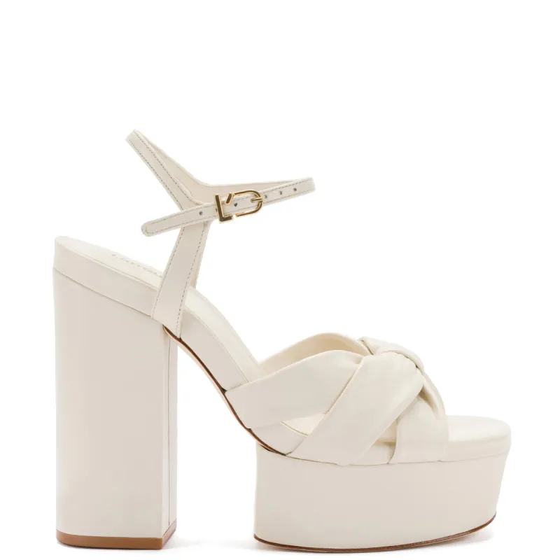 Vivienne Platform Sandal In Ivory Leather sold by Larroude