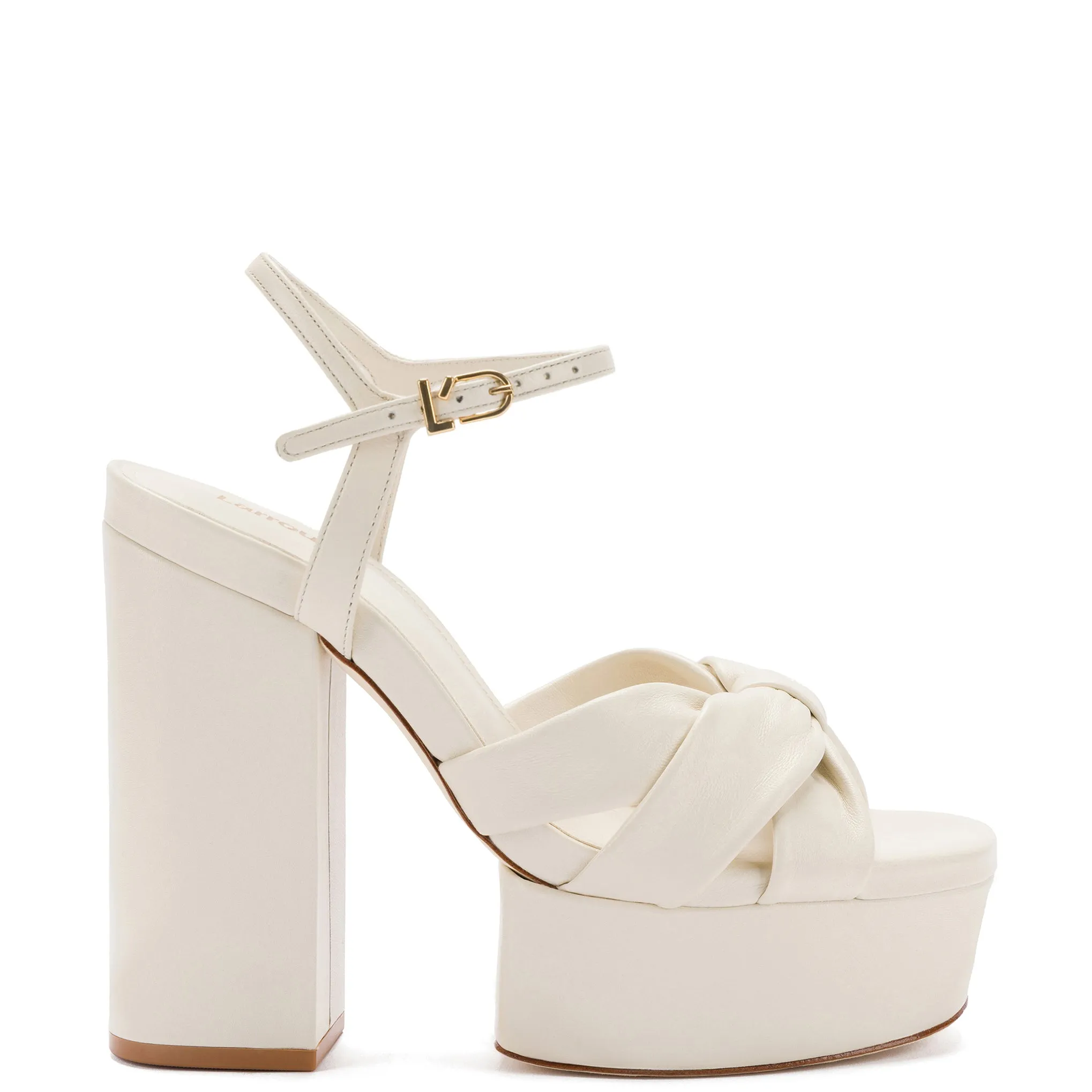 Vivienne Platform Sandal In Ivory Leather sold by Larroude