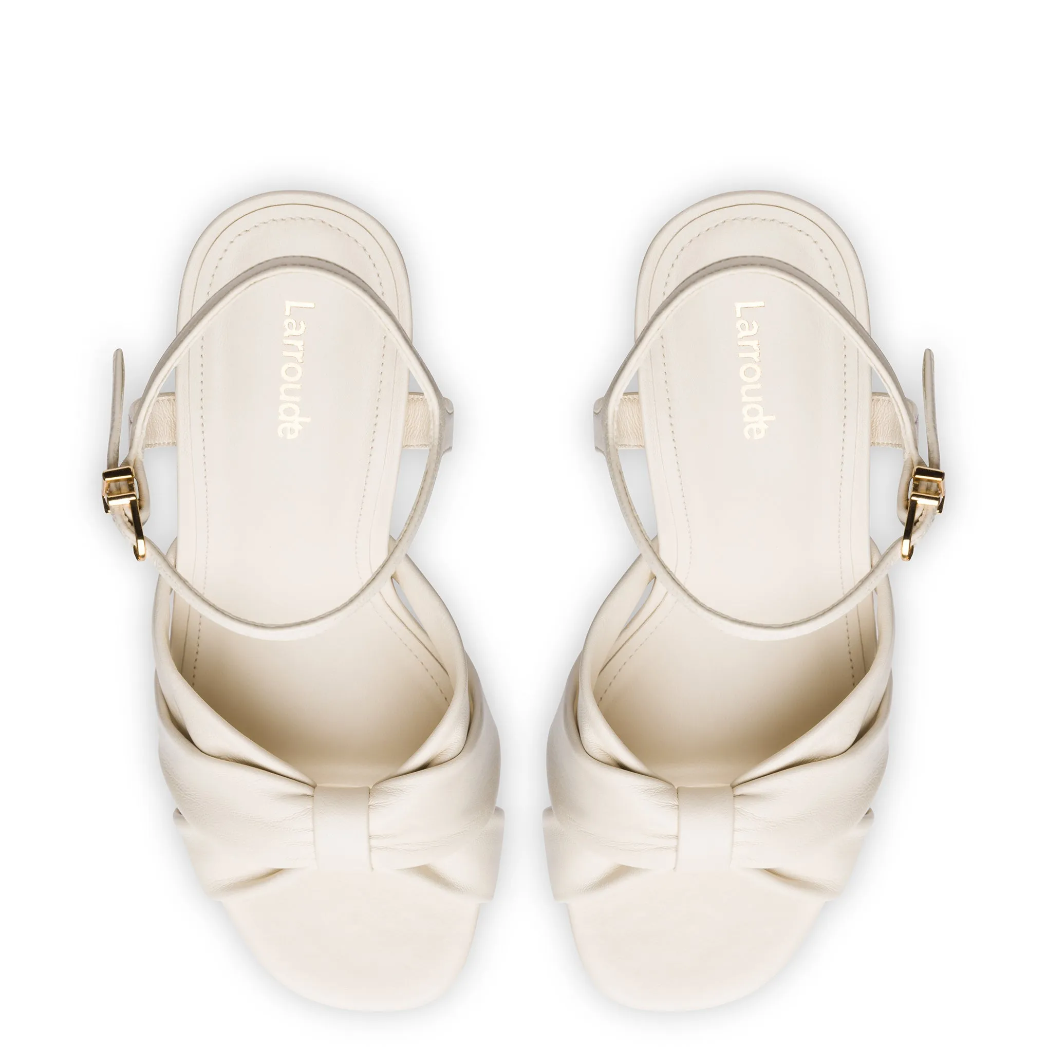 Vivienne Platform Sandal In Ivory Leather sold by Larroude product image thumbnail 3