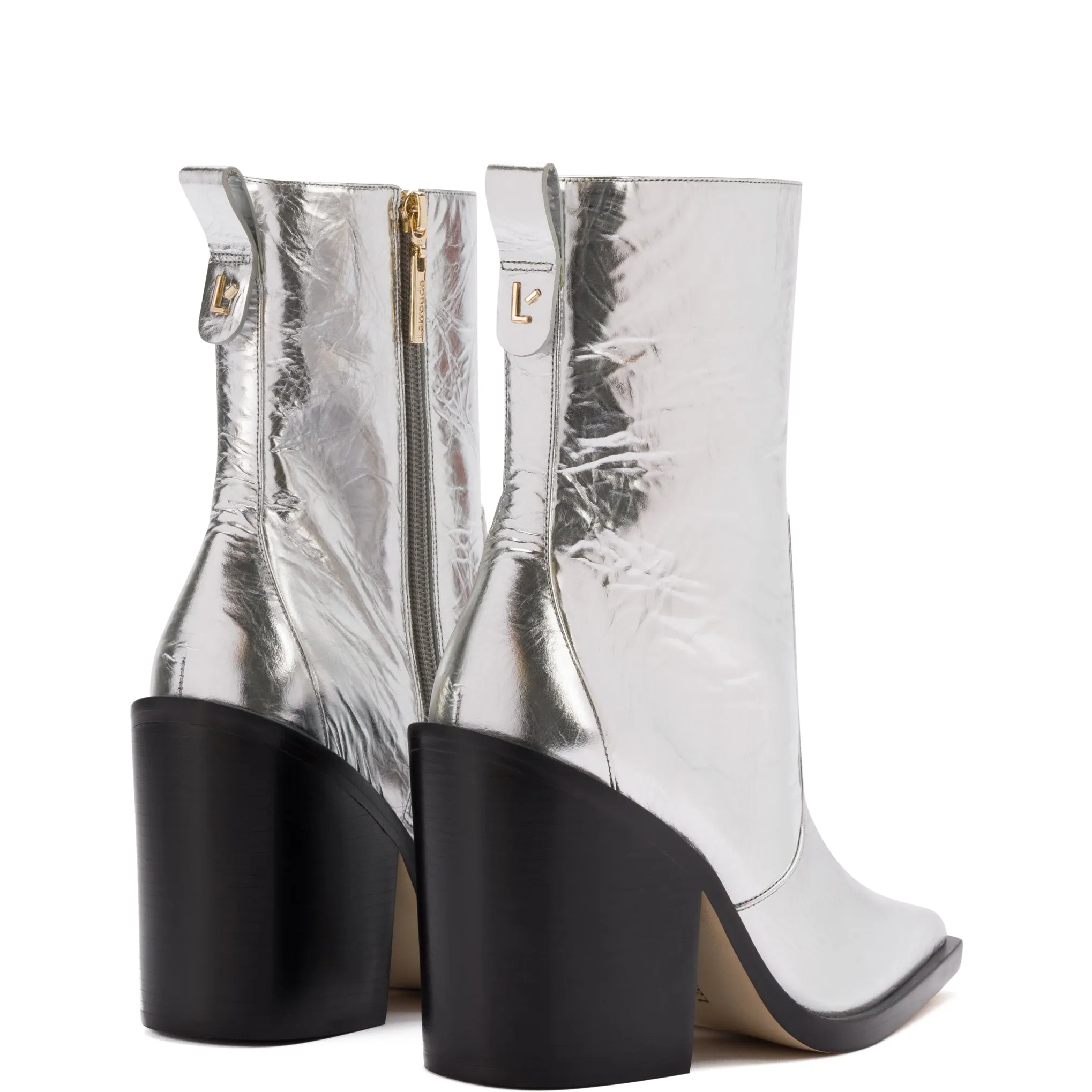 James Boot In Silver Crinkled Leather sold by Larroude product image thumbnail 3
