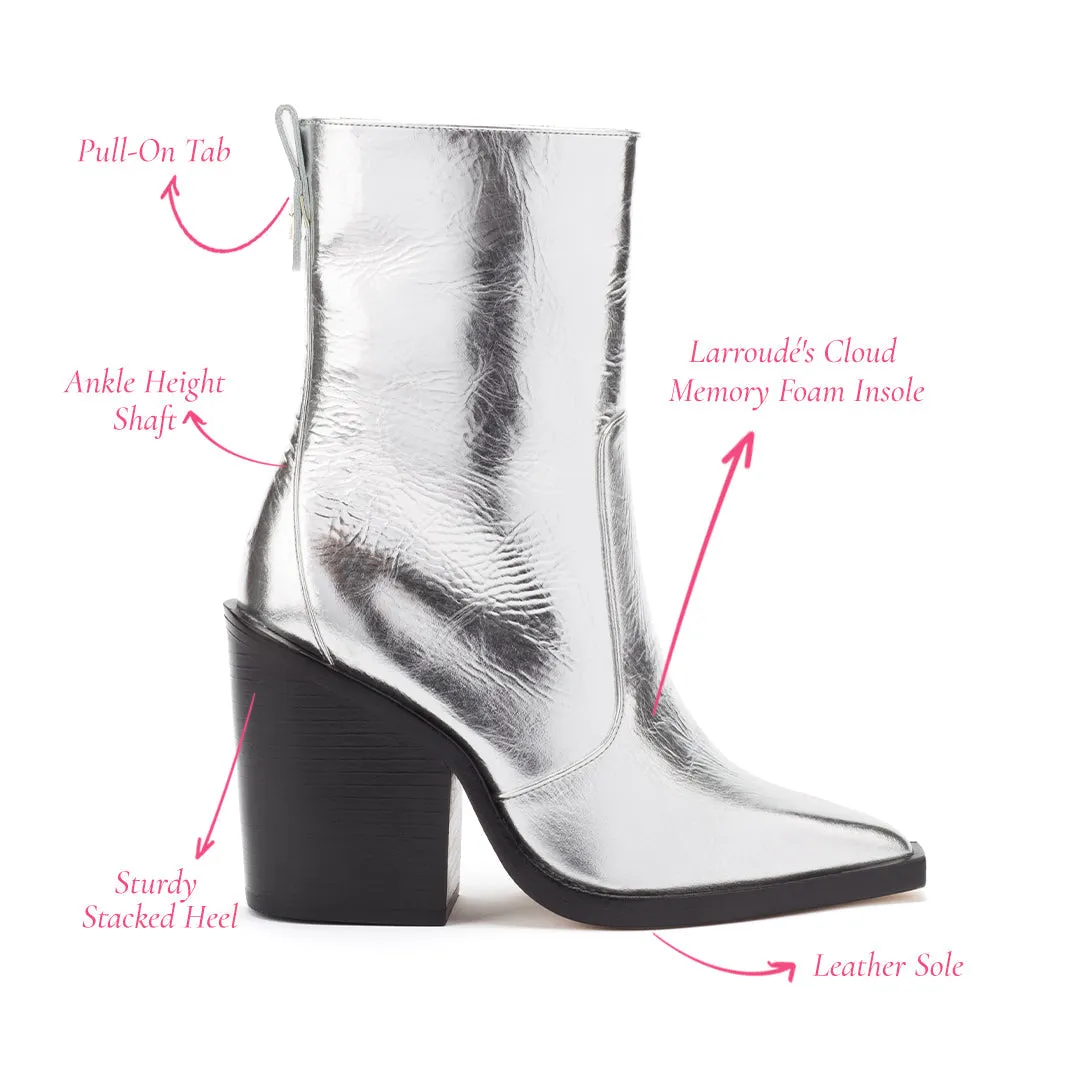 James Boot In Silver Crinkled Leather sold by Larroude product image thumbnail 5