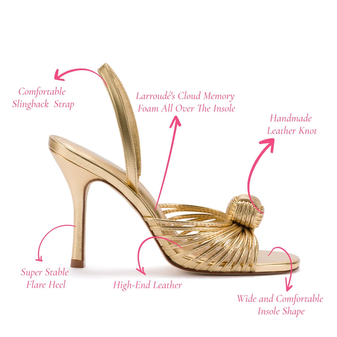 Valerie Slingback Sandal In Gold Metallic Leather sold by Larroude product image thumbnail 5