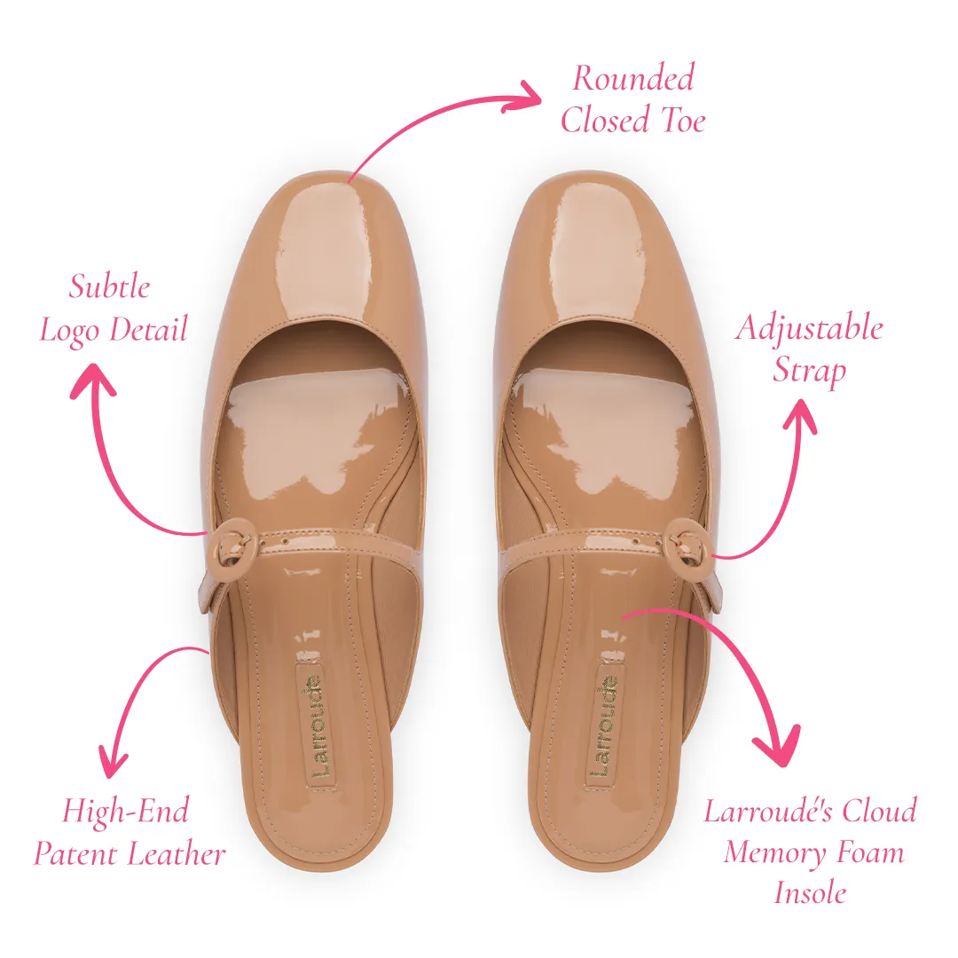 Blair Flat Mule In Tan Patent Leather sold by Larroude product image thumbnail 5