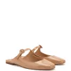 Blair Flat Mule In Tan Patent Leather sold by Larroude