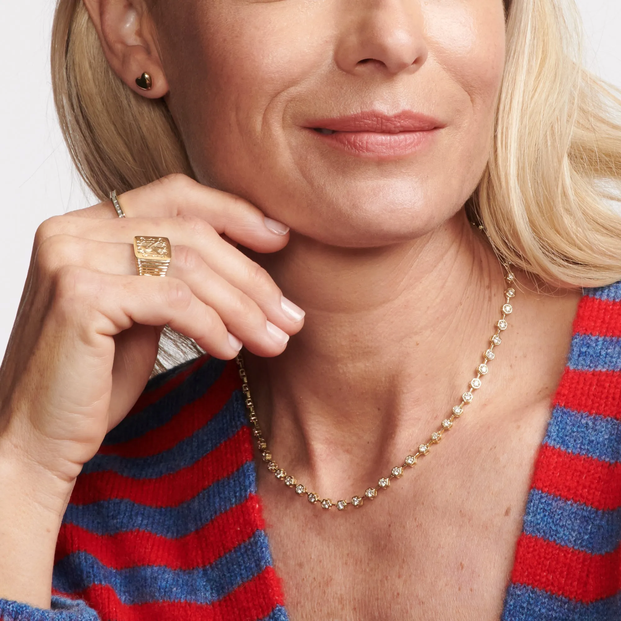 Diamond Hex Tennis Necklace sold by Larroude product image thumbnail 3