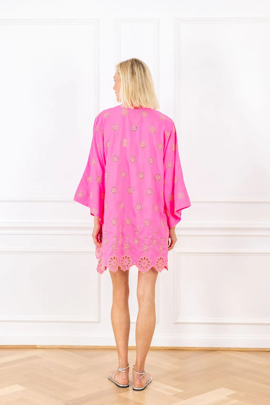neon floral eyelet mini caftan sold by Larroude product image thumbnail 2