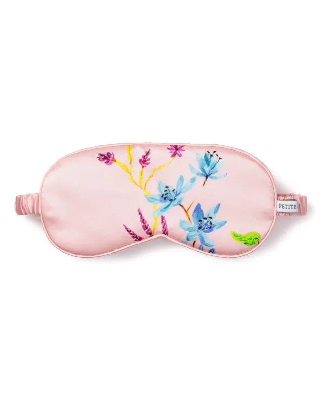 Women's Silk Sleep Mask in Blush Brilliant Botanical sold by Larroude
