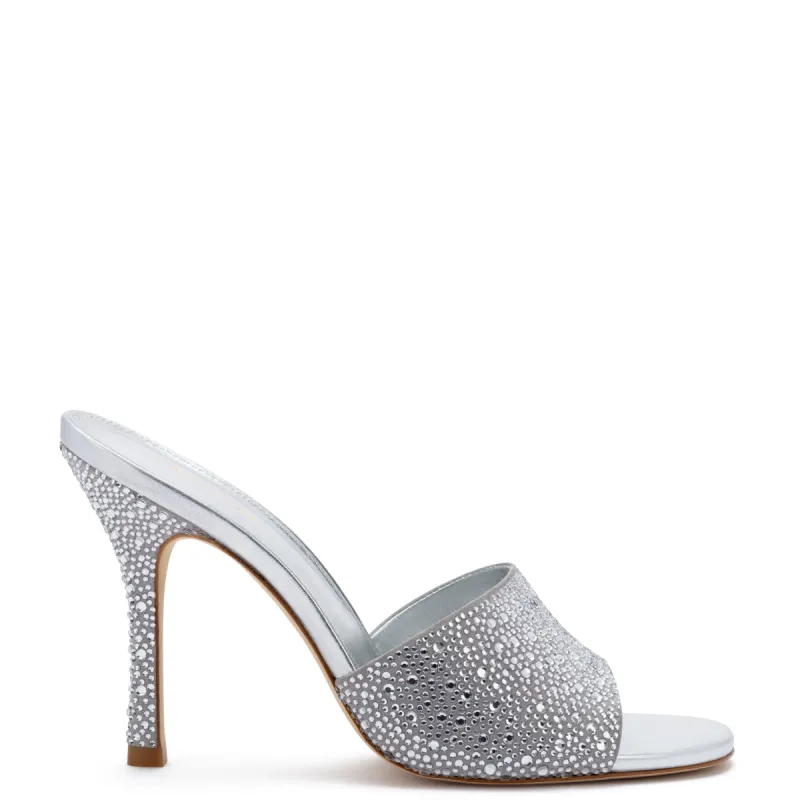 Colette Crystal Mule In Gray Suede made by Larroude
