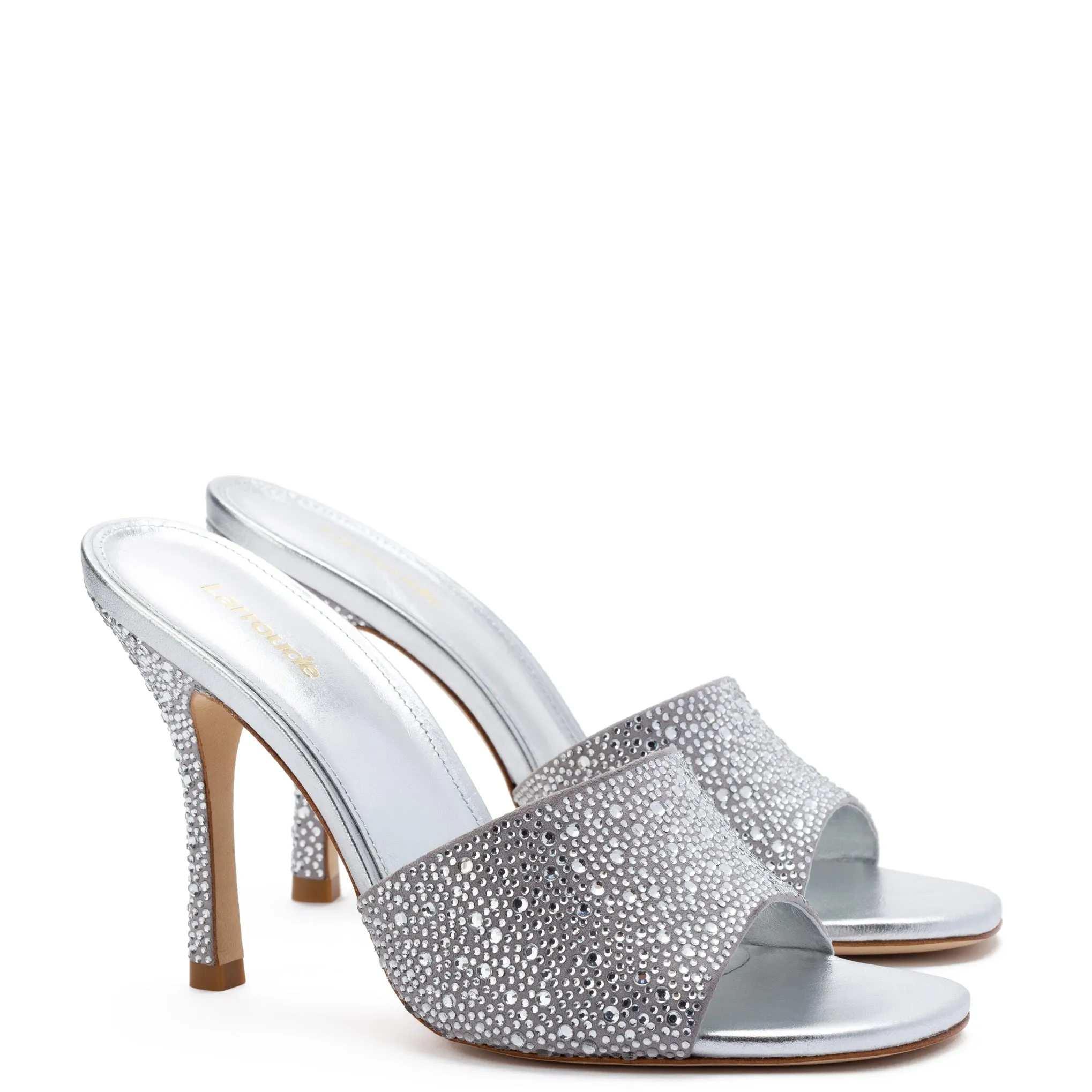 Colette Crystal Mule In Gray Suede sold by Larroude product image thumbnail 2
