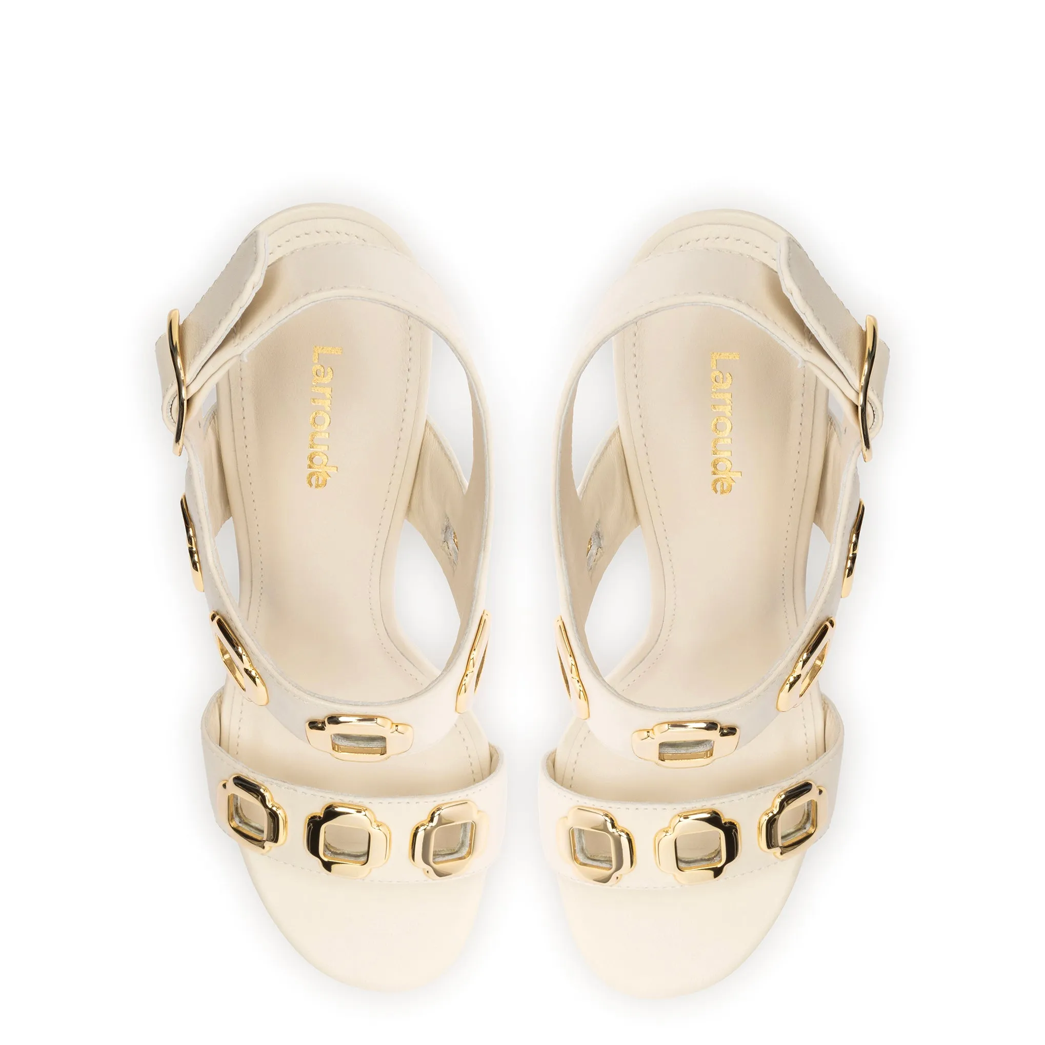 Milan Hi Sandal In Ivory Leather sold by Larroude product image thumbnail 3
