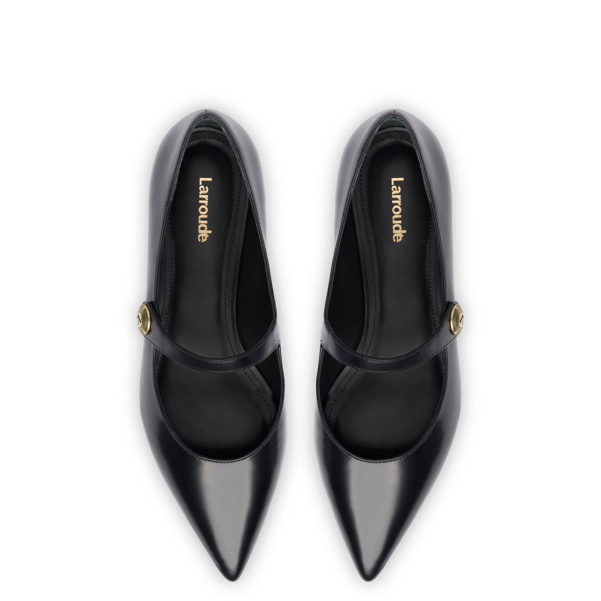 Caroline Flat In Black Leather sold by Larroude product image thumbnail 3