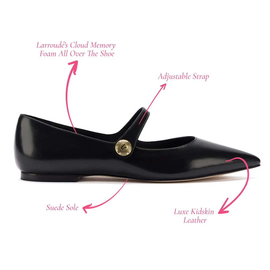 Caroline Flat In Black Leather sold by Larroude product image thumbnail 5