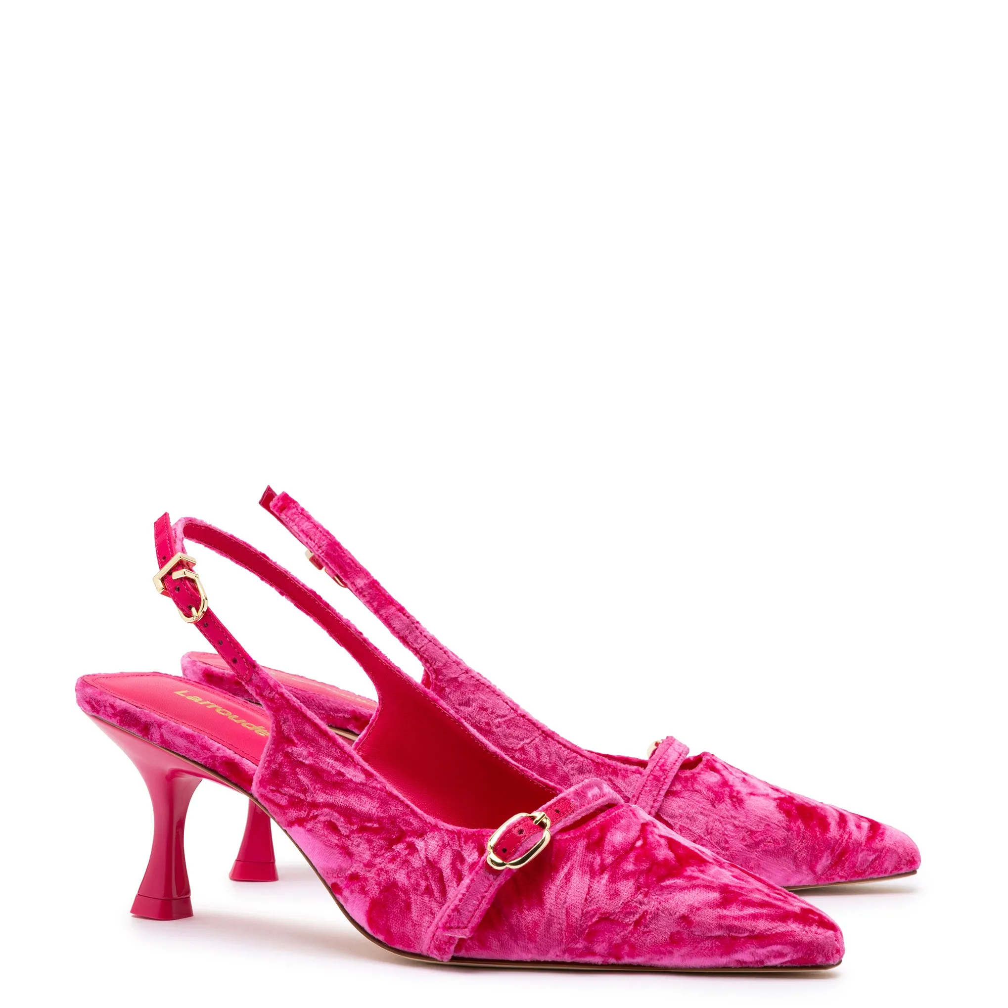 Ines Pump In Pink Velvet sold by Larroude product image thumbnail 2