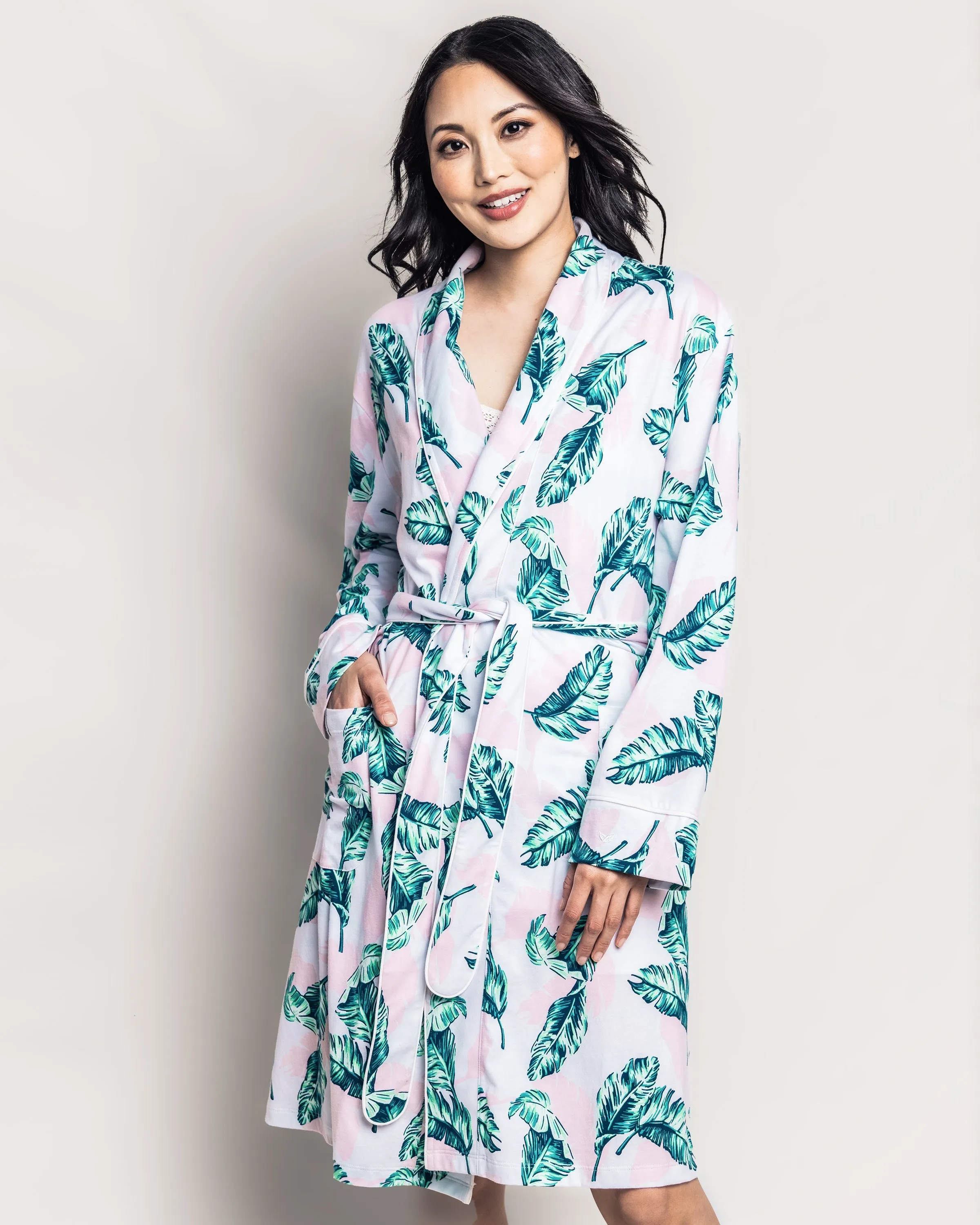 Luxe Pima Cotton St. Tropez Palms Robe sold by Larroude product image thumbnail 2