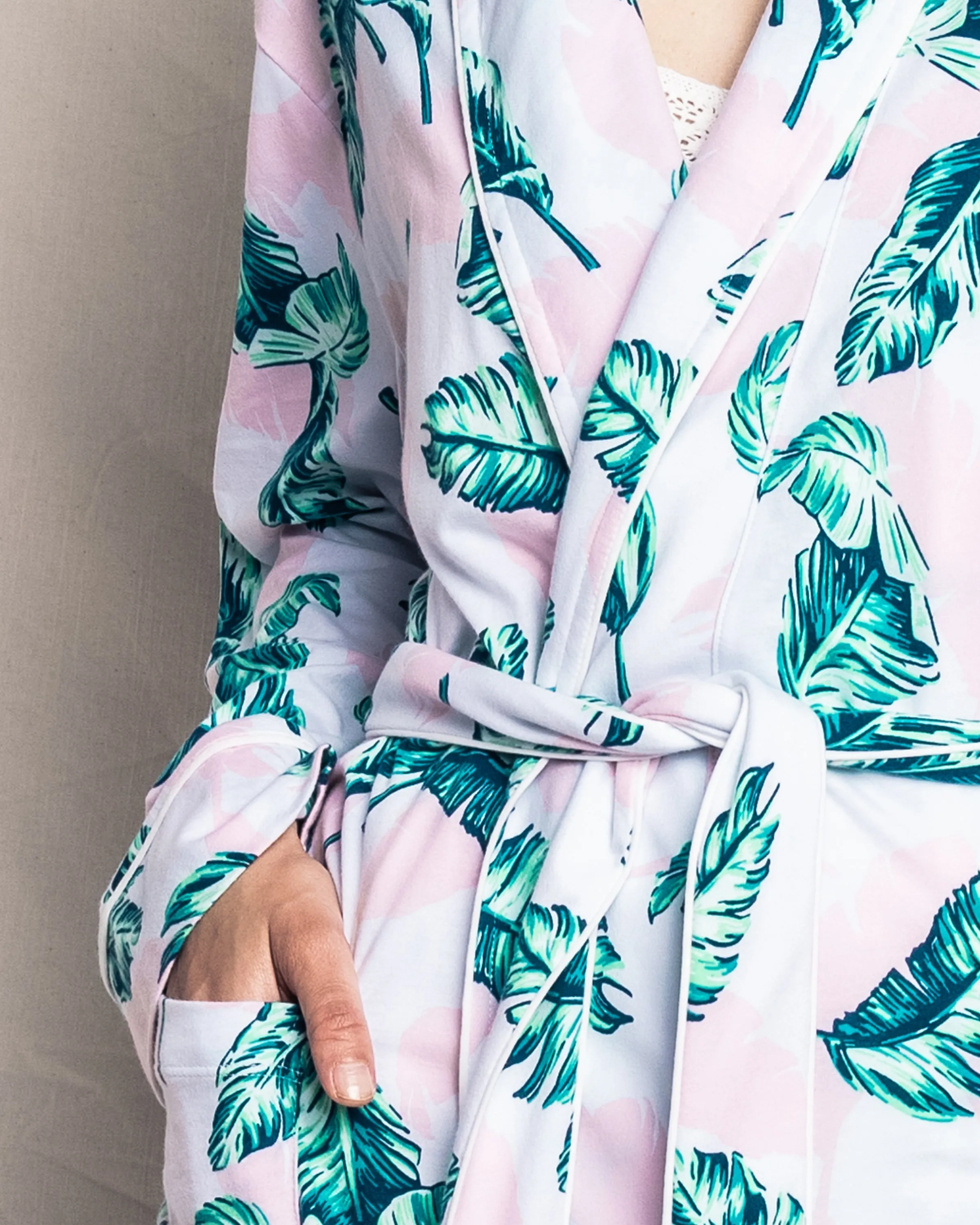 Luxe Pima Cotton St. Tropez Palms Robe sold by Larroude product image thumbnail 4