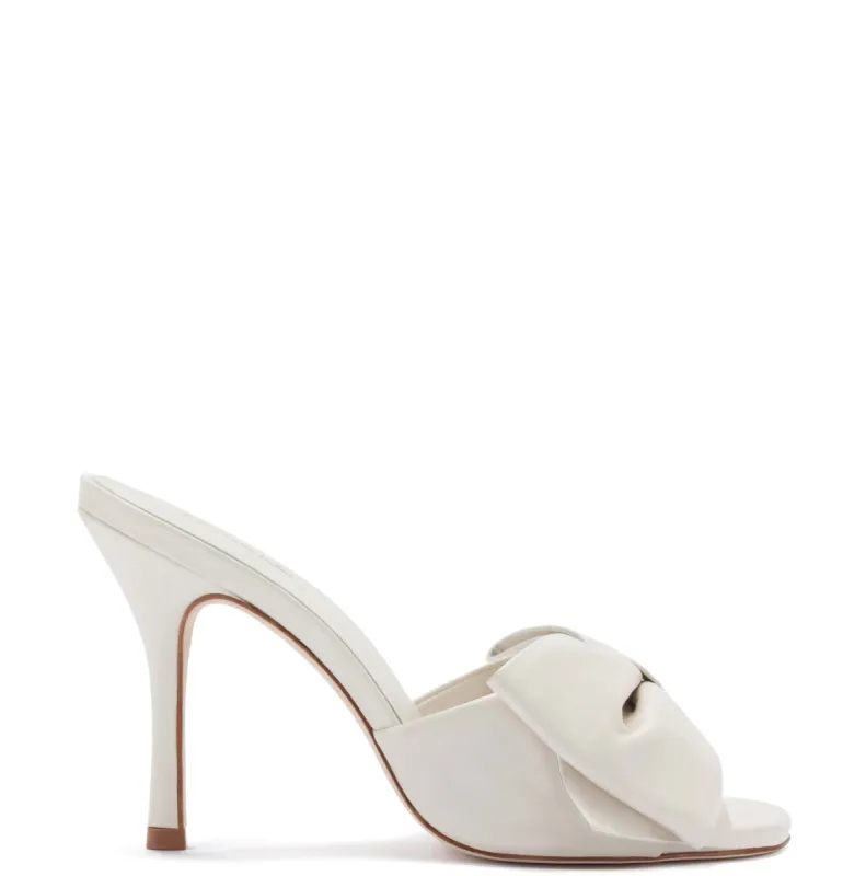 Elle Mule In Ivory Leather sold by Larroude