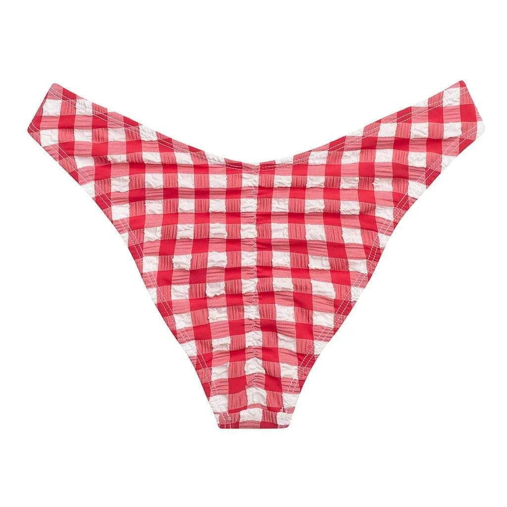 Red Gingham Lulu Scrunch Bikini Bottom sold by Larroude product image thumbnail 3