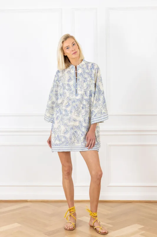 Ivory Embroidered Silk Mini Caftan sold by Larroude