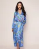Women's Silk Robe in Azure Brilliant Botanical sold by Larroude